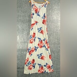 Viamor Womens‎ Multicolor Cinch Back Sleeveless V-Neck Maxi Dress SZ LG